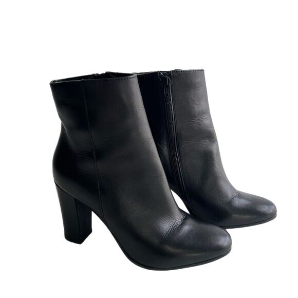 Annabella Boots Women’s Size 8 EU 39 Black Leather Side Zip Block Heel - Picture 1 of 11